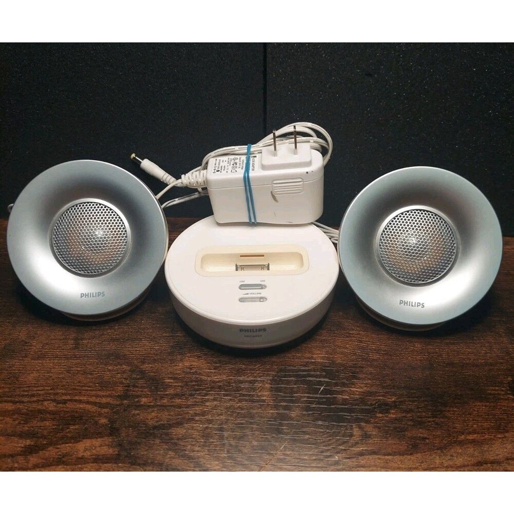 Vintage Philips Portable Ipod Dock & Speaker System Cream/White/Silver